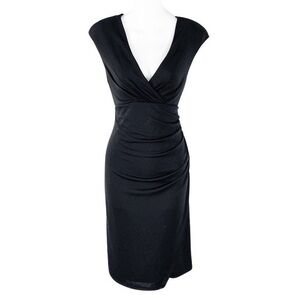 Kenneth Cole black faux wrap jersey stretch dress small S X24